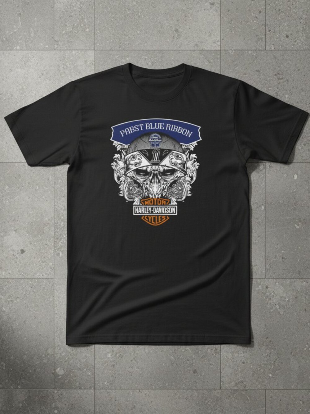 Skull Biker Graphic T-Shirt, Vintage Motorcycle Rider Tee, Retro Harley Style